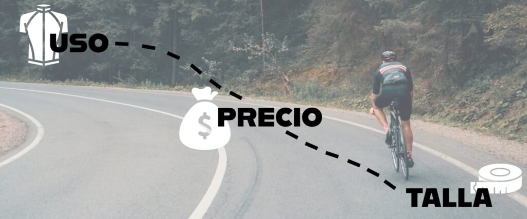 Esquema uso-precio-talla del maillot de ciclismo